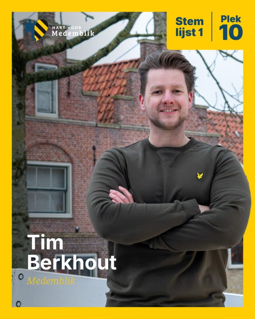 Portret van Tim Berkhout, raadslid Hart voor Medemblik